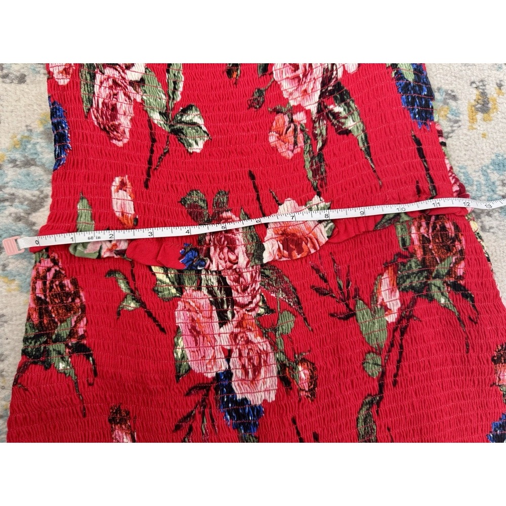 AFRM Floral Mini Dress Sz S Smocked Spring Roses Garden Fairy Floral Havana - Picture 4 of 7